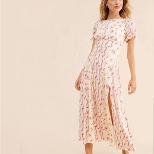 NEW Free People Magdalena Puff Sleeve Vintage Midi Dress Sz 2